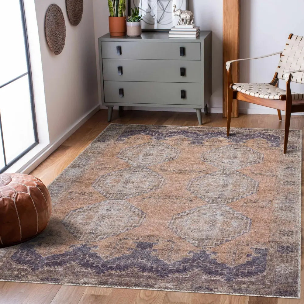 Carrabelle Peach Washable Area Rug - Clearance - Boutique Rugs