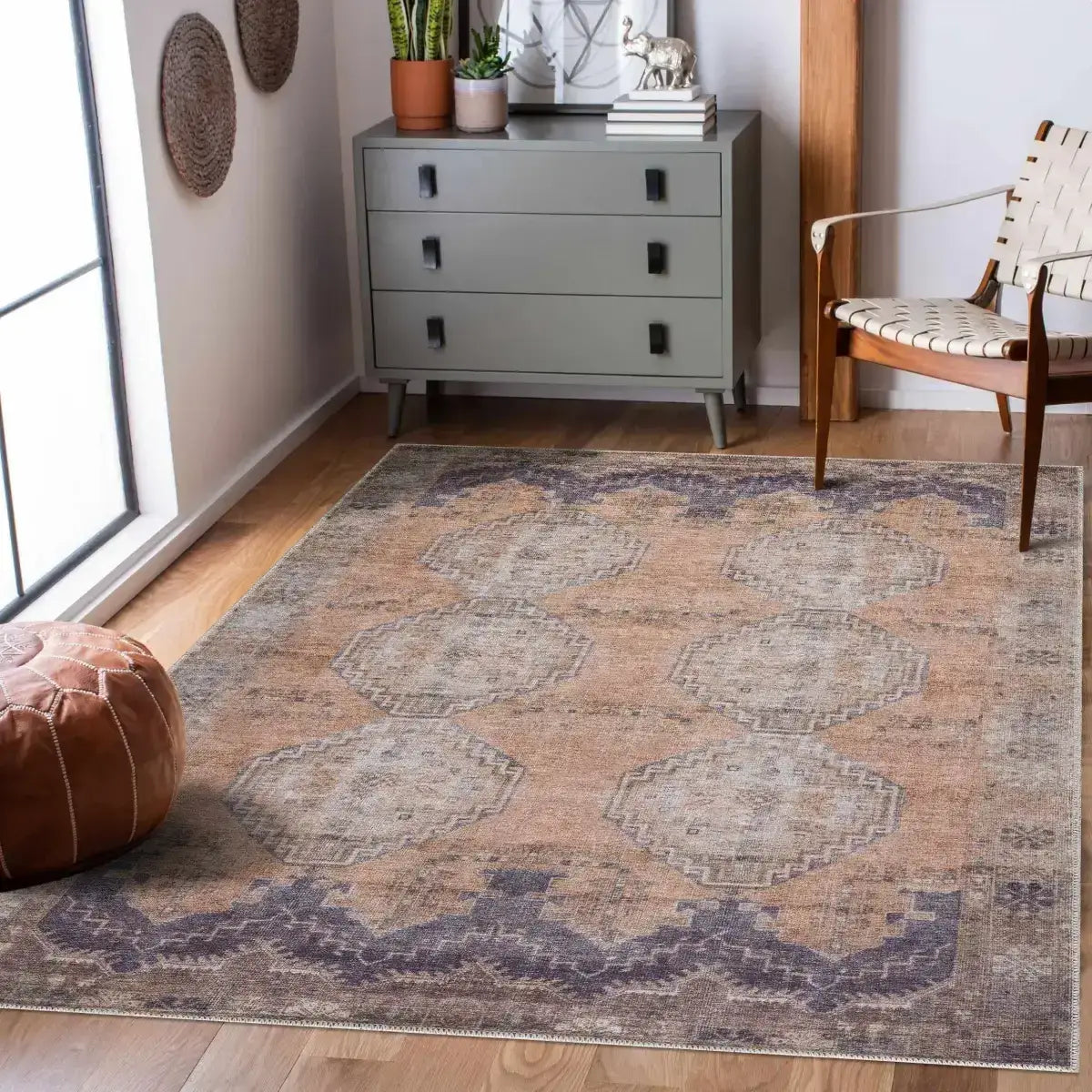 Carrabelle Peach Washable Area Rug - Boutique Rugs