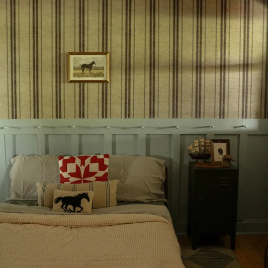 Carter Wallpaper - Linen Look French Country Stripe - Loomwell Home Goods