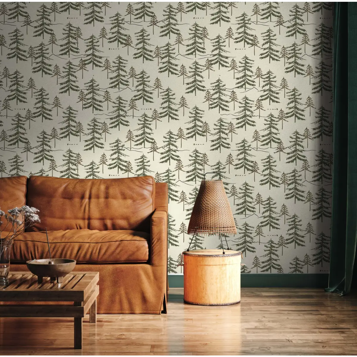 Cascade Wallpaper - Pine Forest - by Cassandra Zaniboni - Loomwell Home Goods