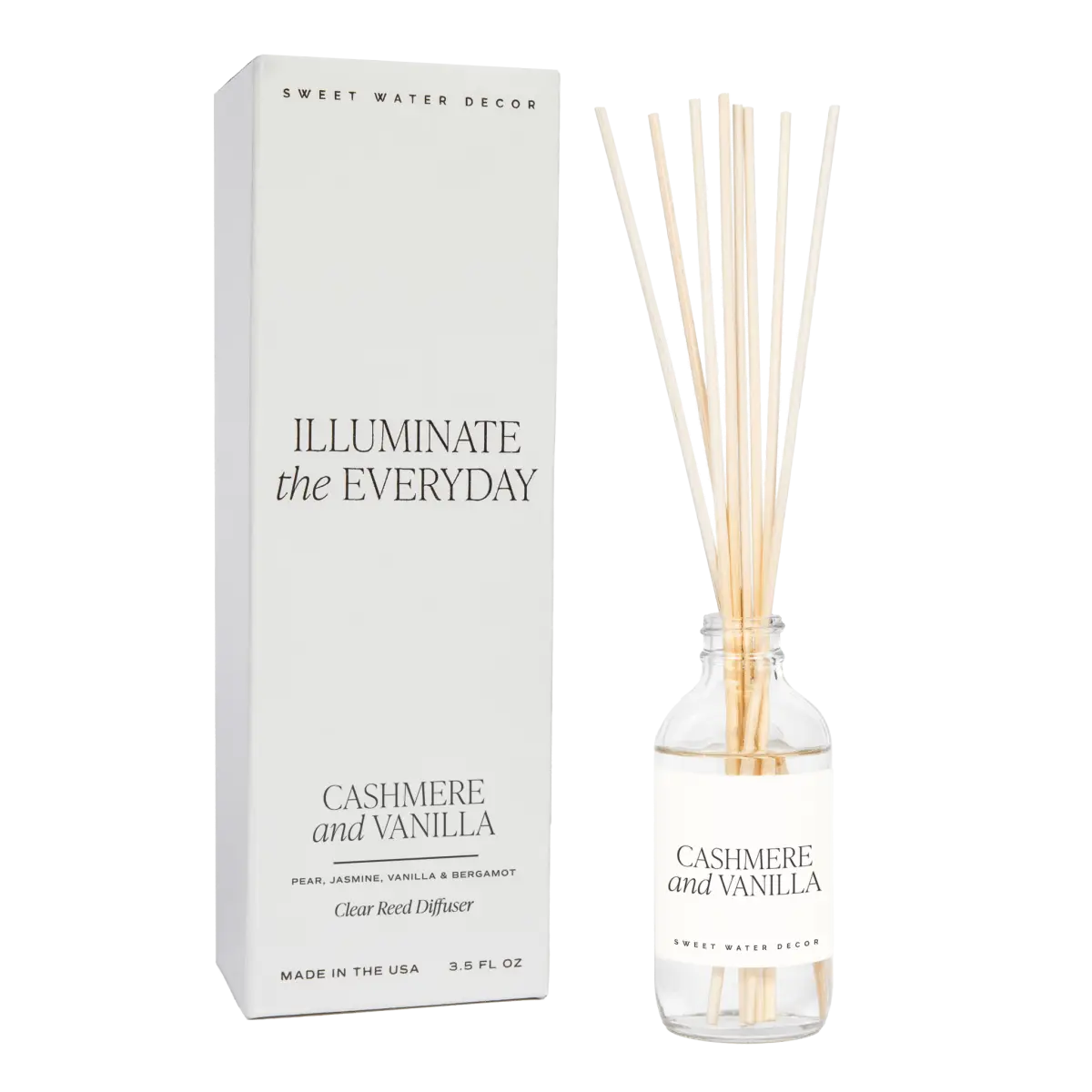 Cashmere and Vanilla Clear Reed Diffuser - Sweet Water Decor