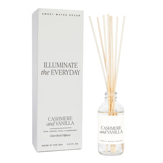 Cashmere and Vanilla Clear Reed Diffuser - Sweet Water Decor