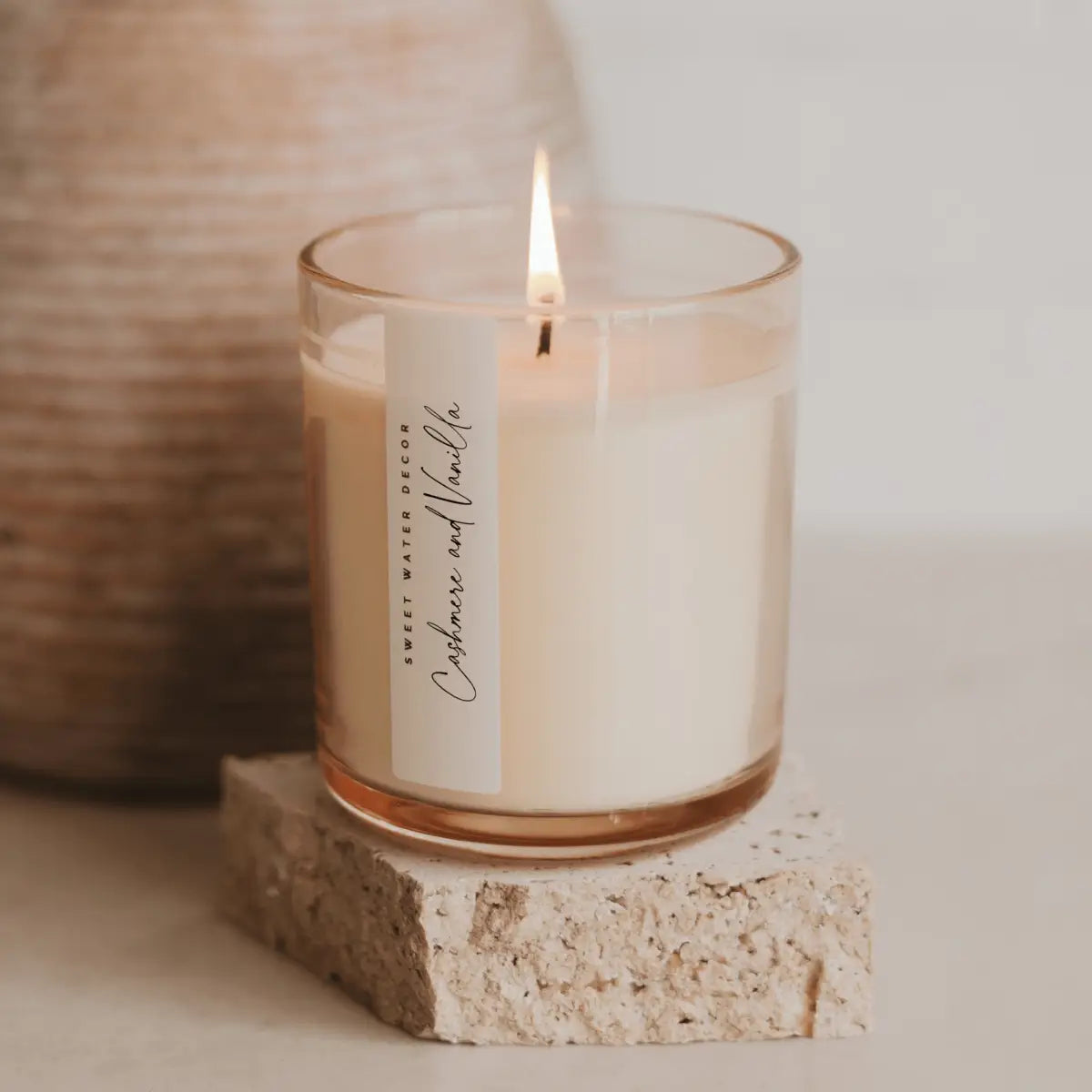 Cashmere and Vanilla Soy Candle - Tinted Glass Jar - 12 oz - Sweet Water Decor