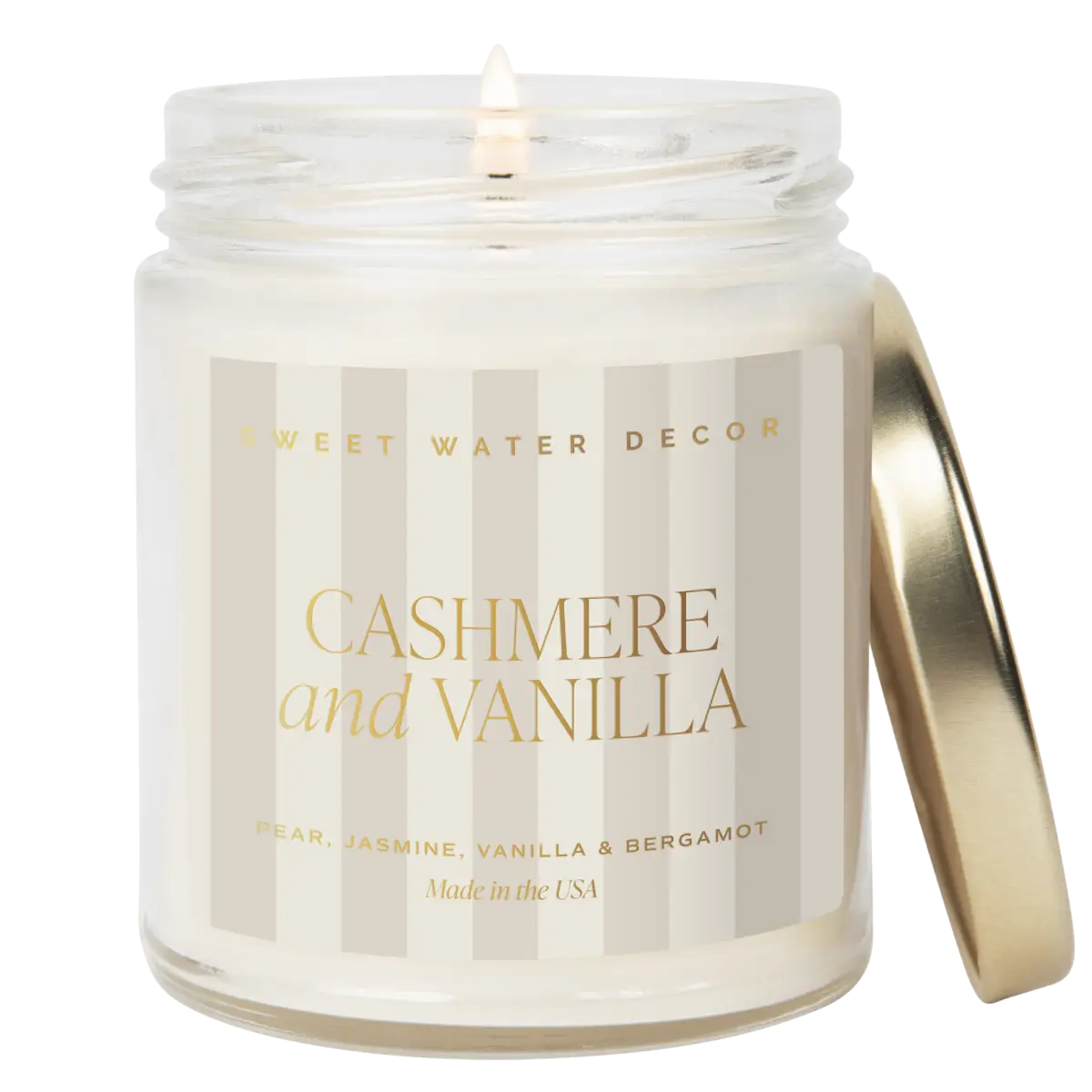 Cashmere and Vanilla Soy Patterned Candle - Clear Jar - 9 oz - Sweet Water Decor