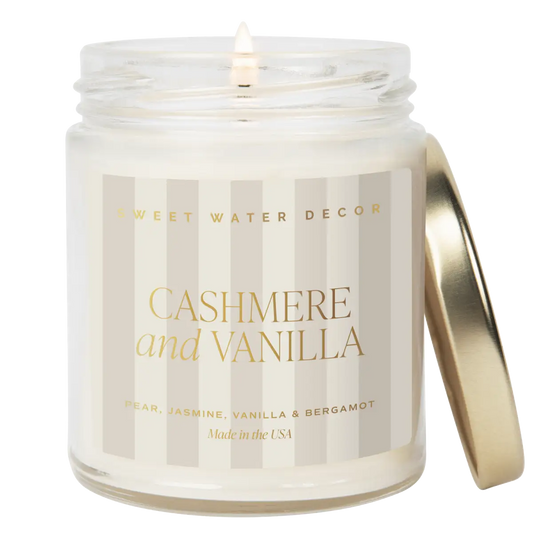 Cashmere and Vanilla Soy Patterned Candle - Clear Jar - 9 oz - Sweet Water Decor