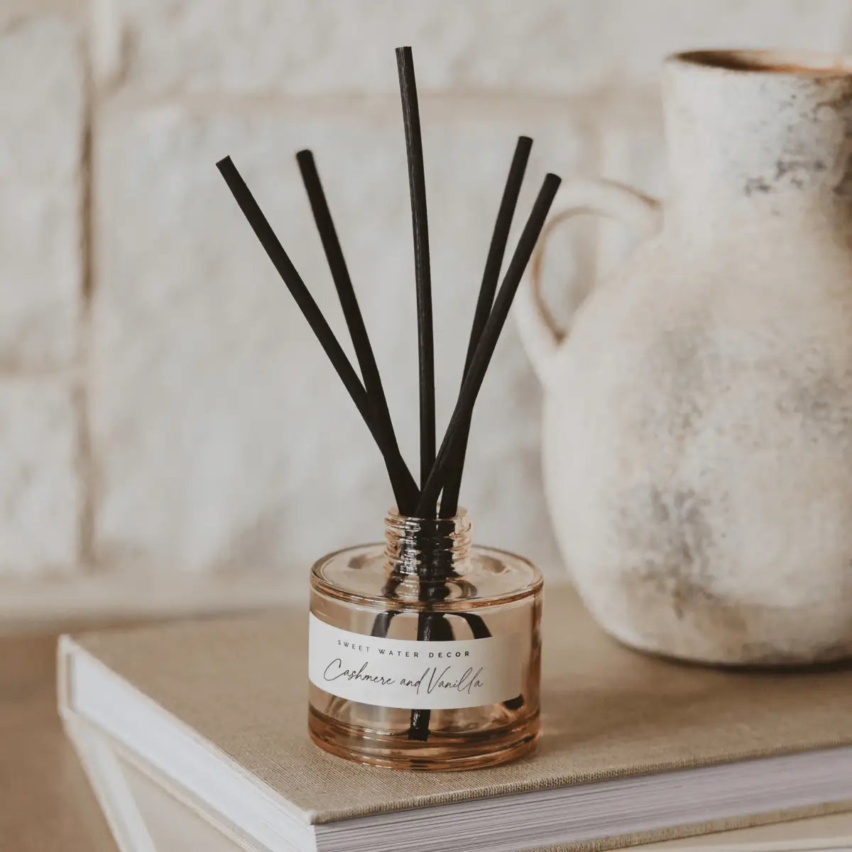 Cashmere and Vanilla Tinted Glass Jar Reed Diffuser - Sweet Water Decor