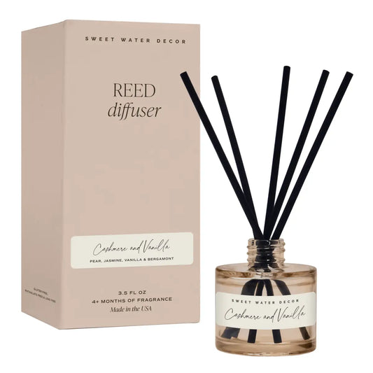 Cashmere and Vanilla Tinted Glass Jar Reed Diffuser - Sweet Water Decor