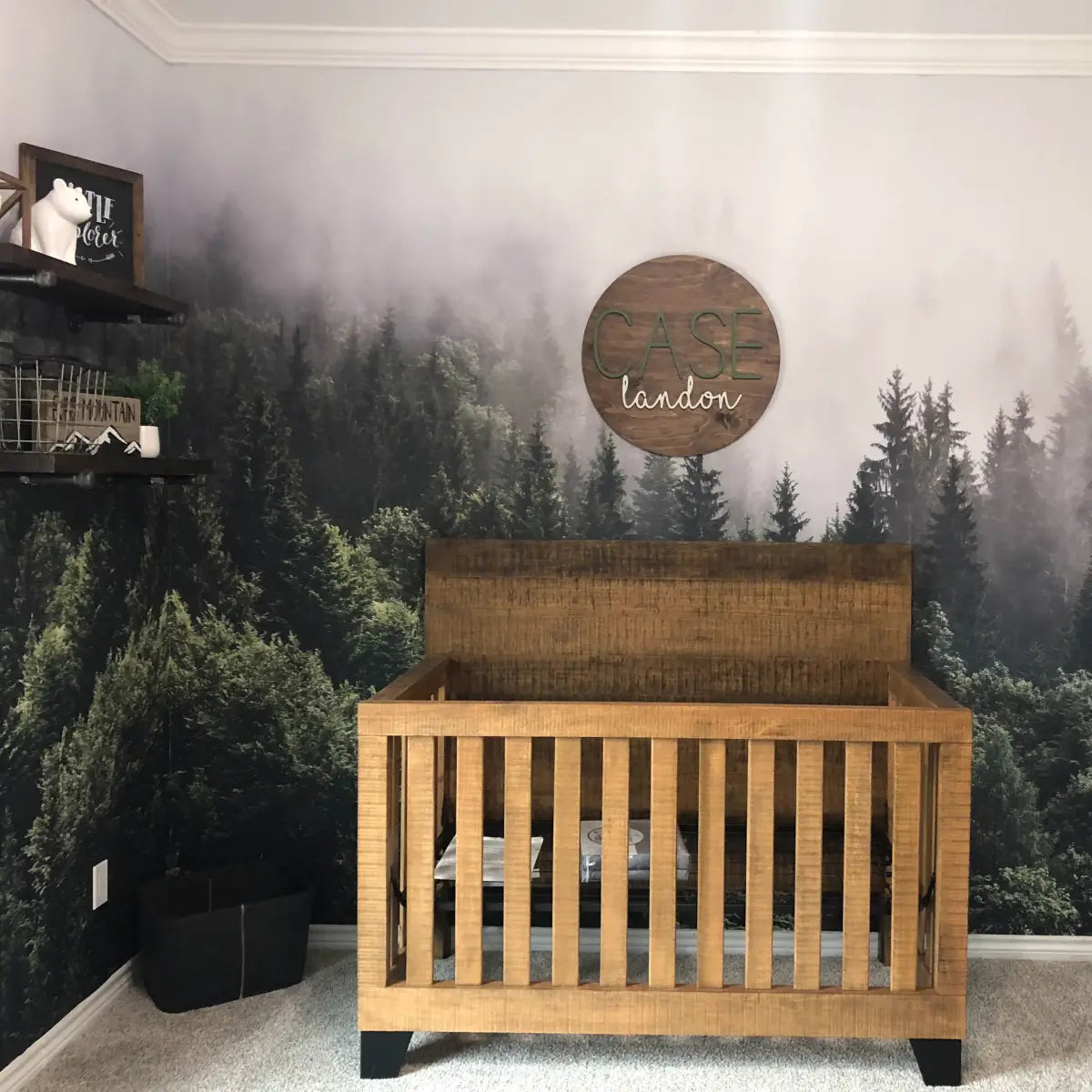 Caspian Wallpaper Mural - Smoky Pine Tree Forest - Loomwell Home Goods