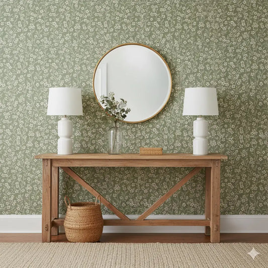 Cass Wallpaper - Petite Flowers on Green - by Danielle Eneh - Loomwell Home Goods