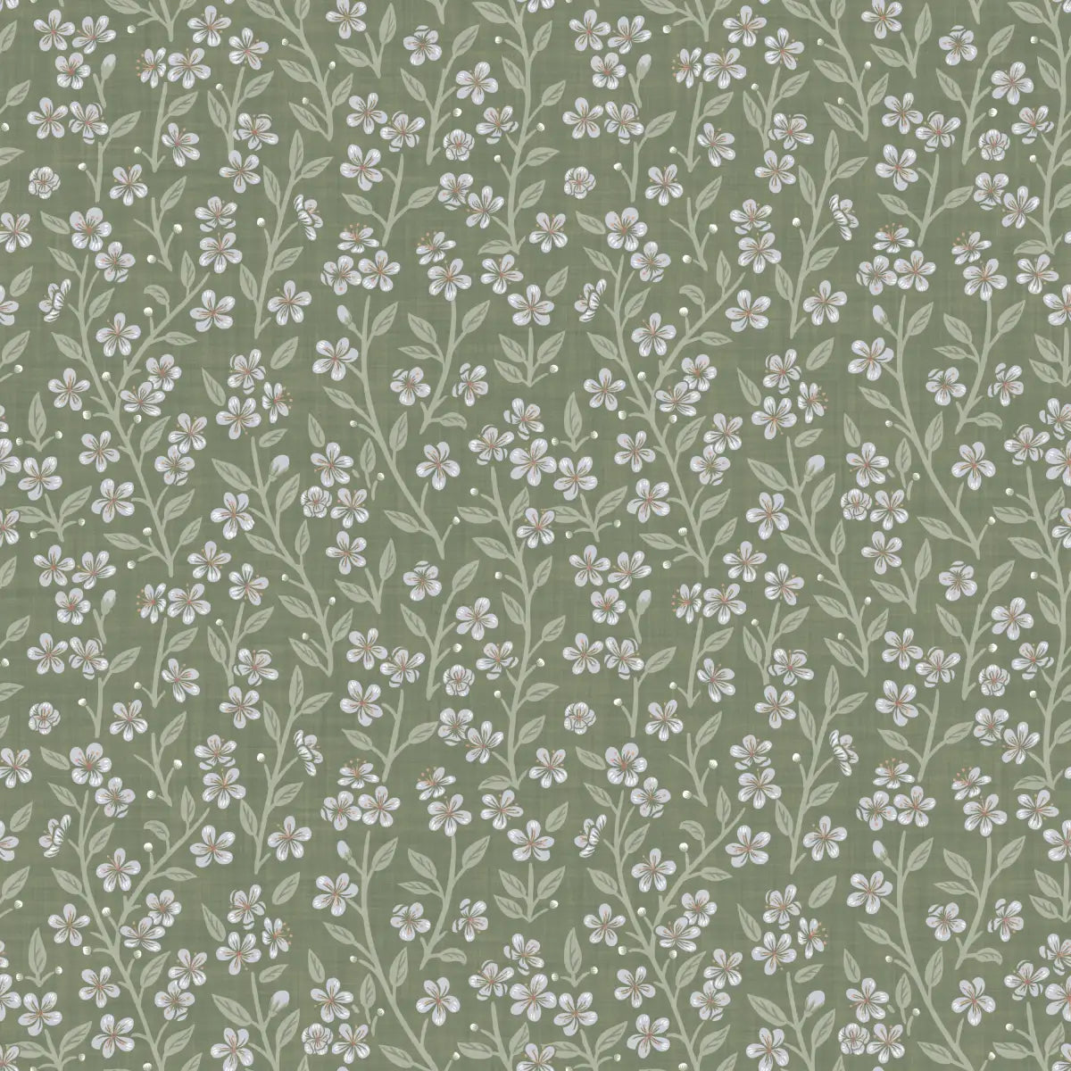 Cass Wallpaper - Petite Flowers on Green - by Danielle Eneh - Loomwell Home Goods