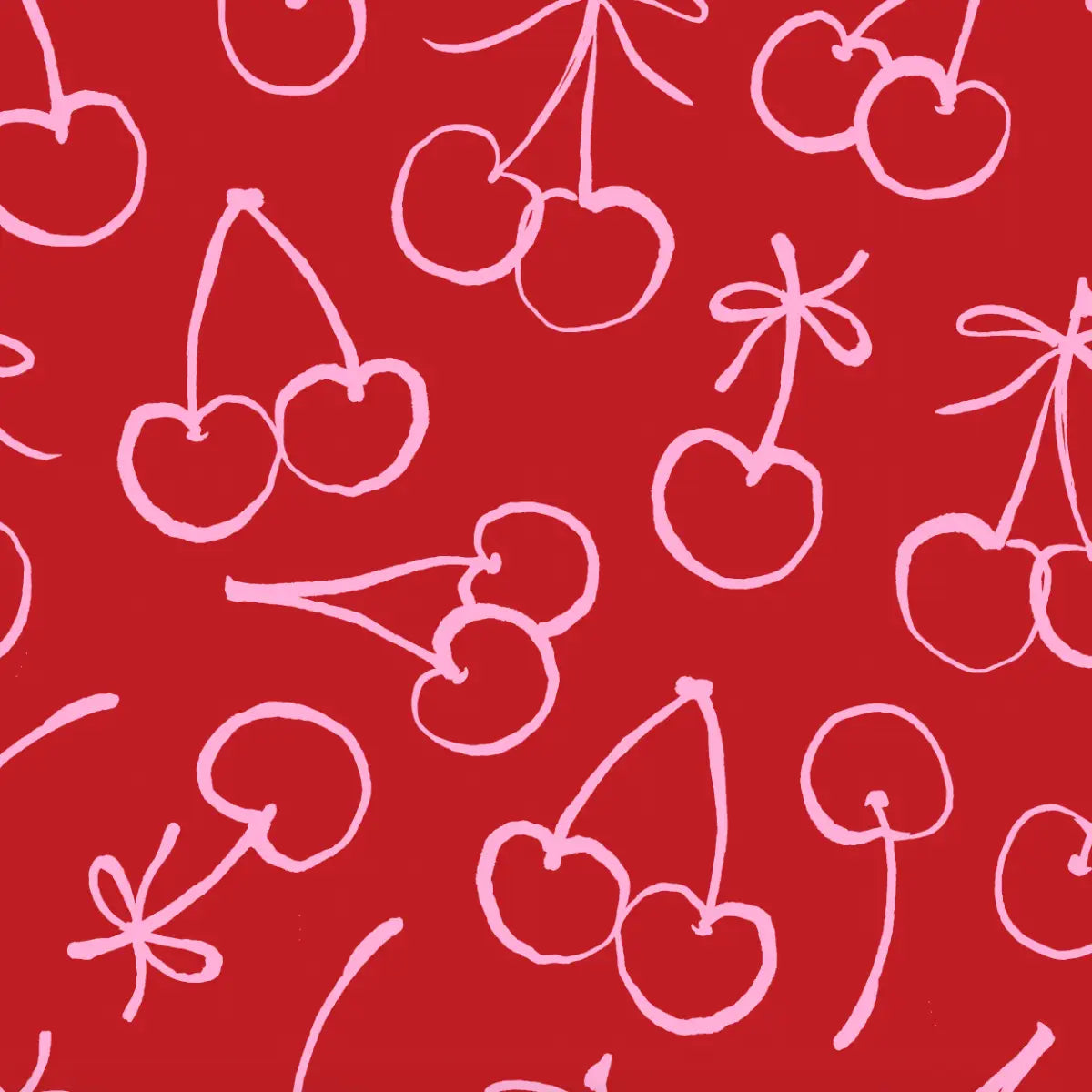 Cassie Wallpaper - Cheerful Cherries - Sample 1 foot by 1 foot / Red and Pink - Loomwell Home Goods