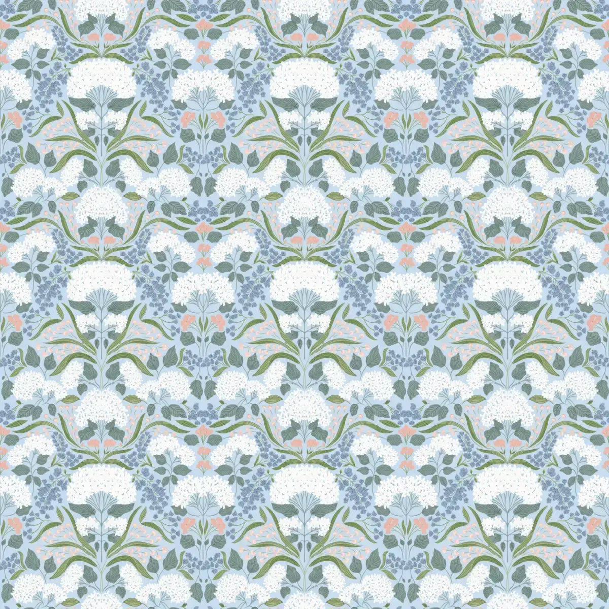 Catherine Wallpaper - Classic Floral - by Ashton Elizabeth - Sample 1 foot by 1 foot / Blue - Loomwell Home Goods