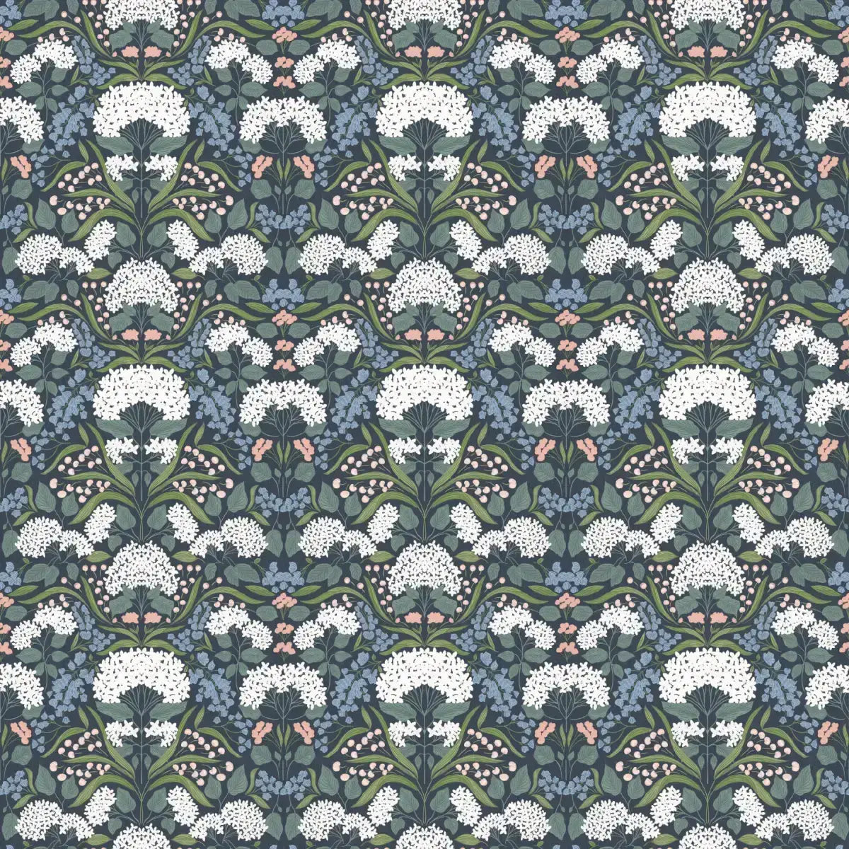 Catherine Wallpaper - Classic Floral - by Ashton Elizabeth - Sample 1 foot by 1 foot / Dark Blue - Loomwell Home Goods