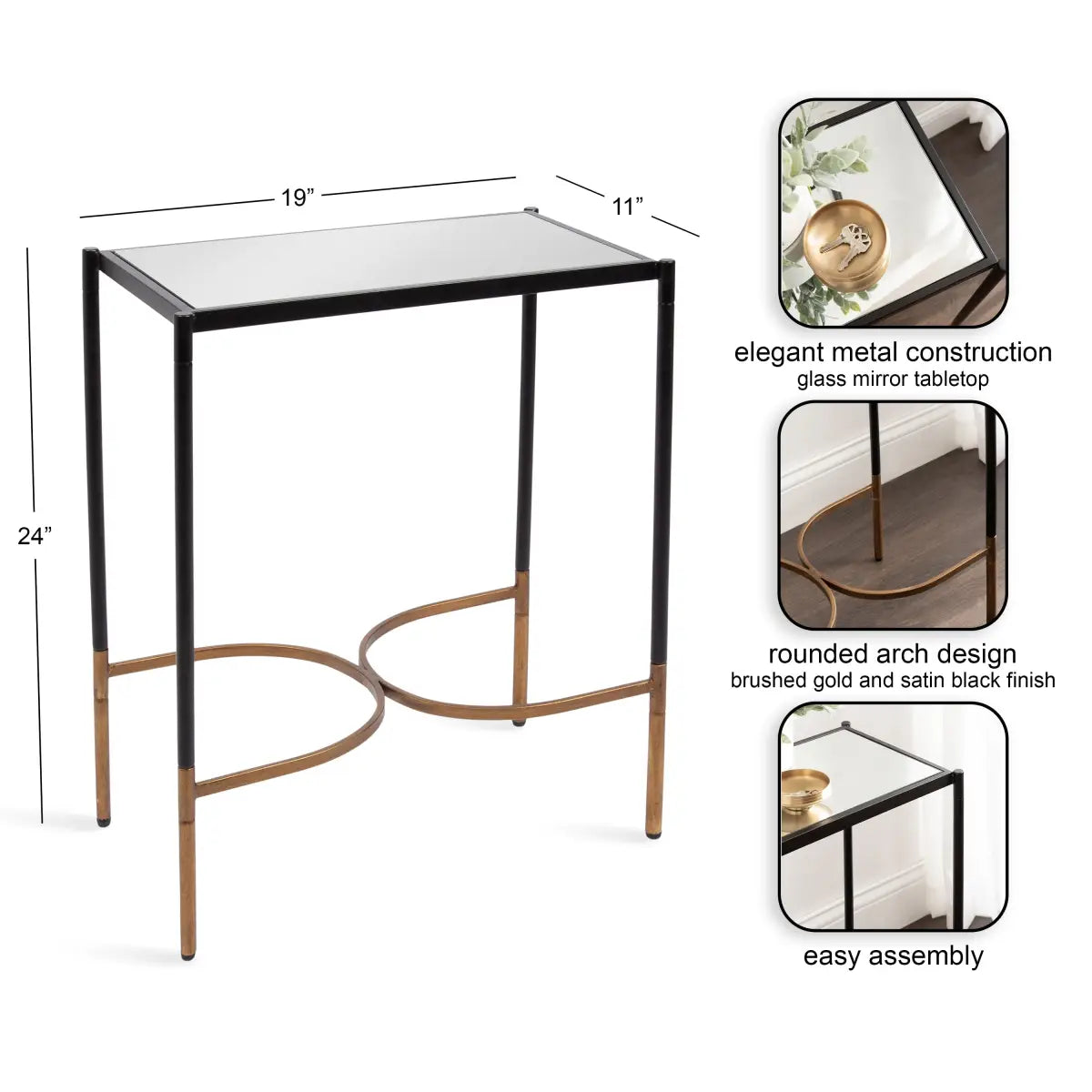 Catriona Side Table - Mirror and Metal - kateandlaurel