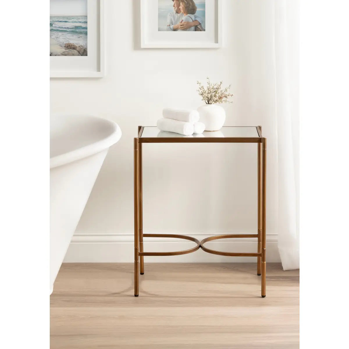 Catriona Side Table - Mirror and Metal - kateandlaurel