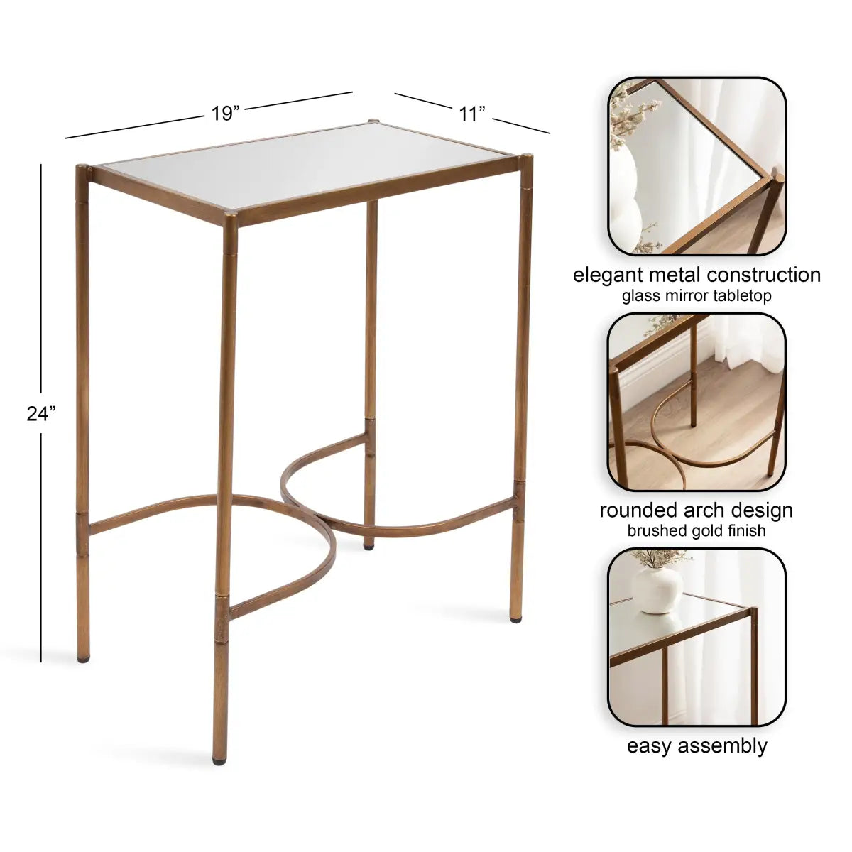 Catriona Side Table - Mirror and Metal - kateandlaurel