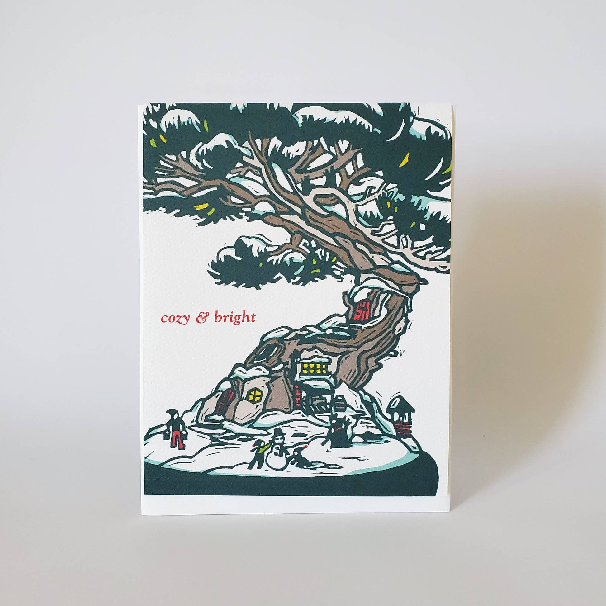 Holiday Greeting Card - Christmas - Cozy and Bright Bonsai - Little Green