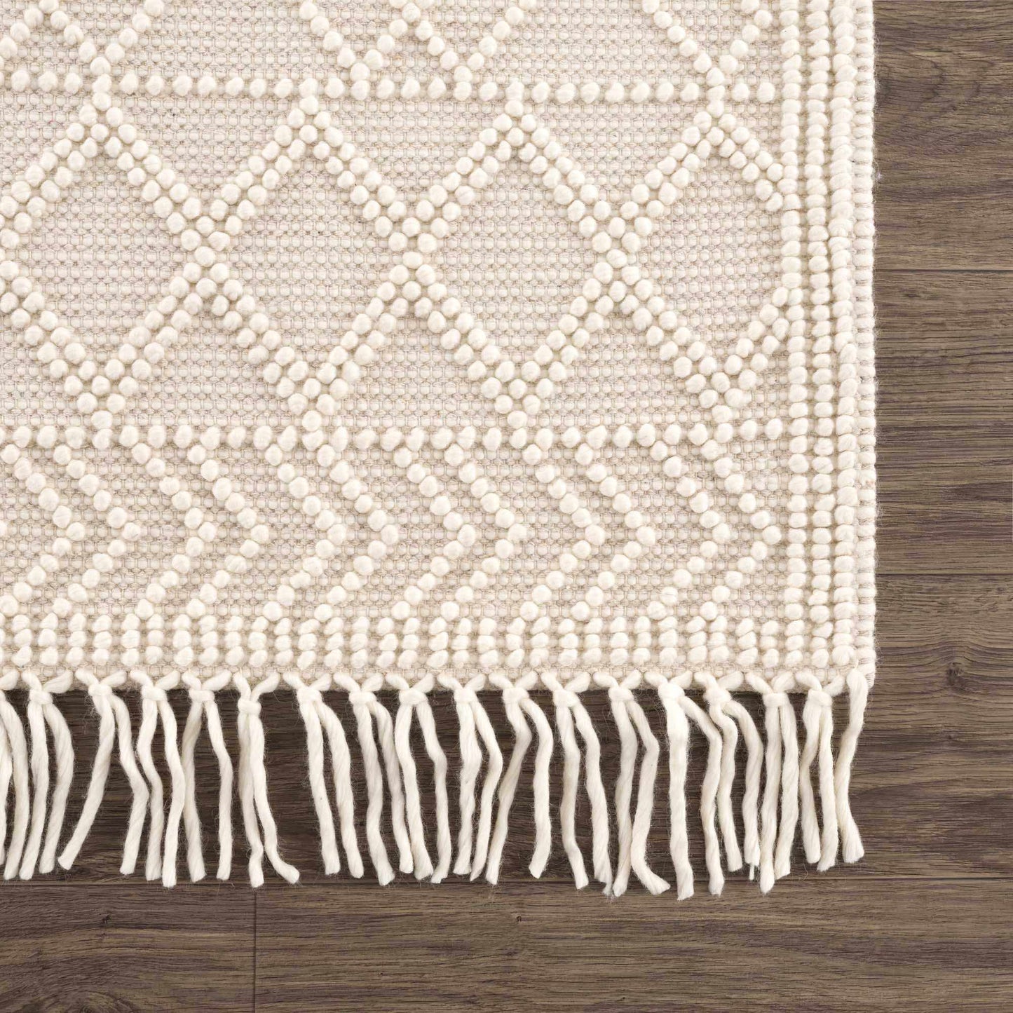 Ramsbury Beige Trellis Wool Rug - Boutique Rugs