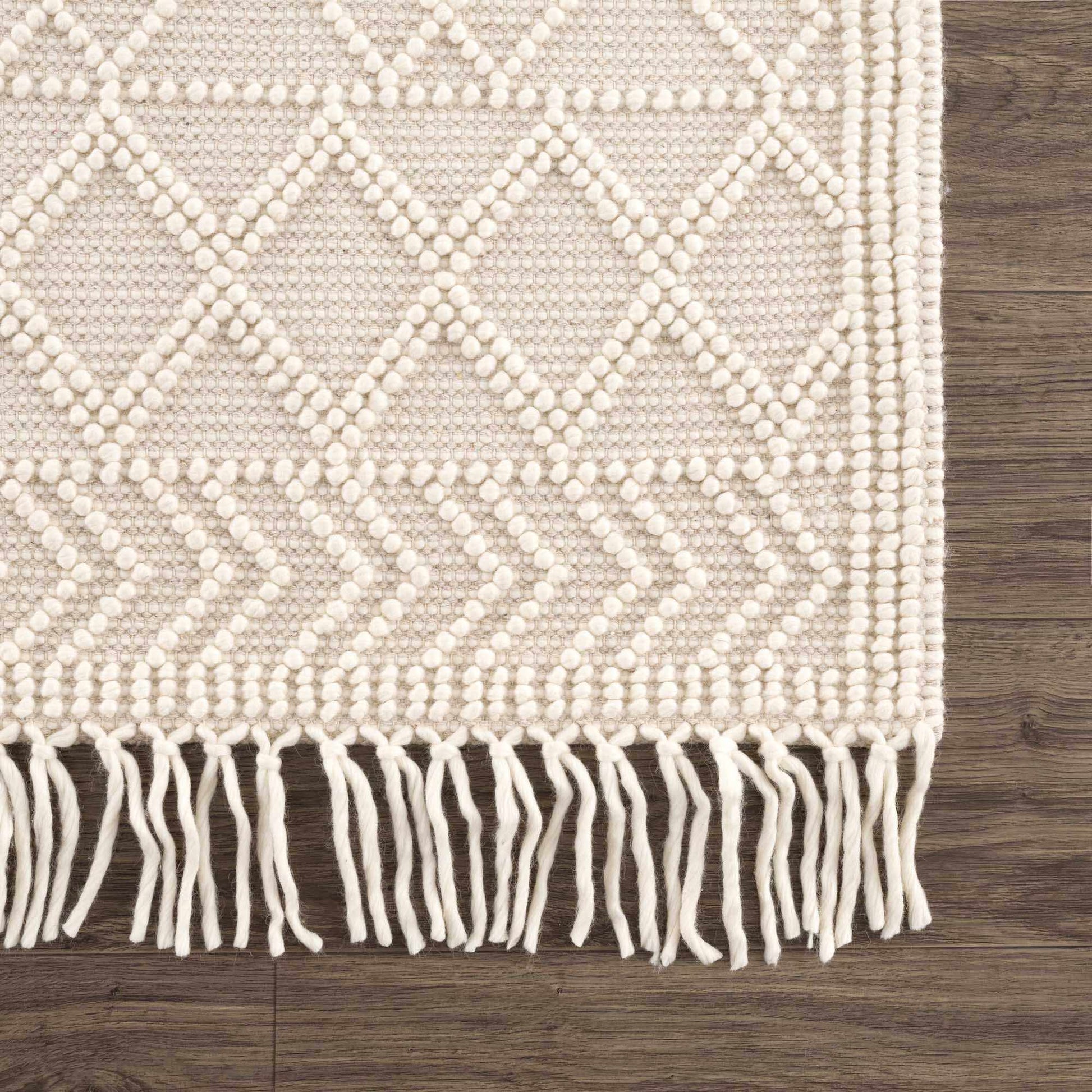 Ramsbury Beige Trellis Wool Rug - Boutique Rugs