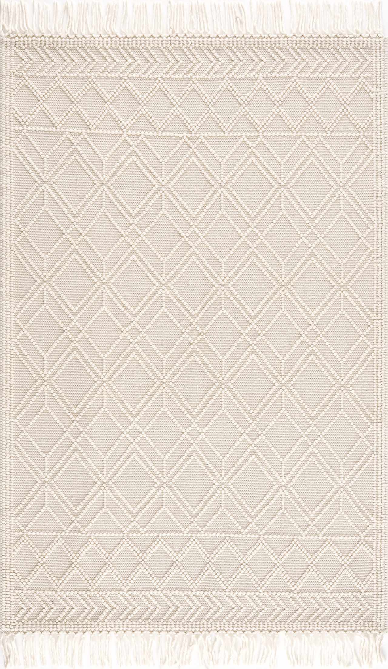 Tapis en laine à treillis beige Ramsbury