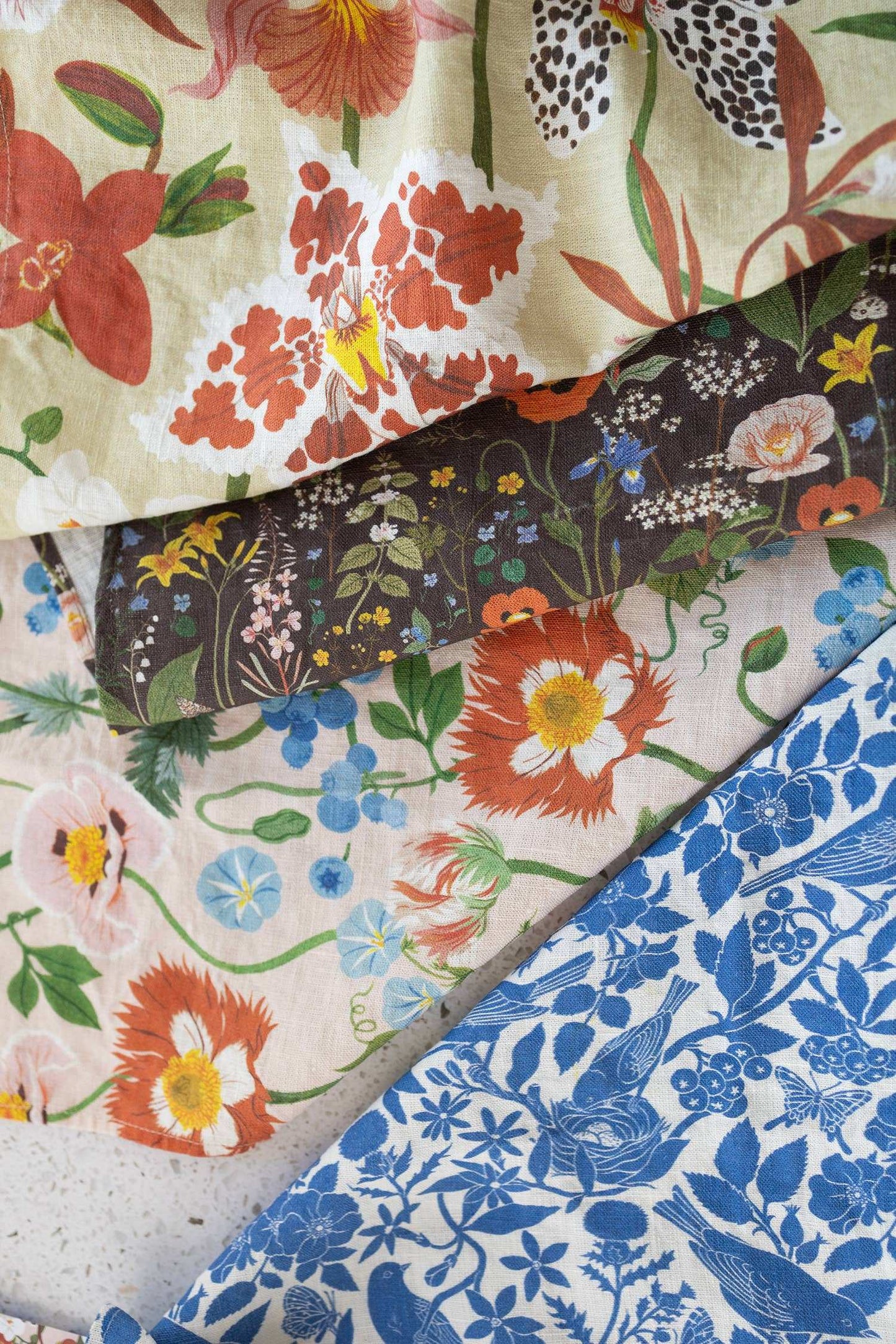 Luxury Tea Towel - Orchids - 100% Linen - Botanica Paper Co.