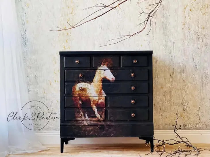 Charcoal Paint On dresser with decal