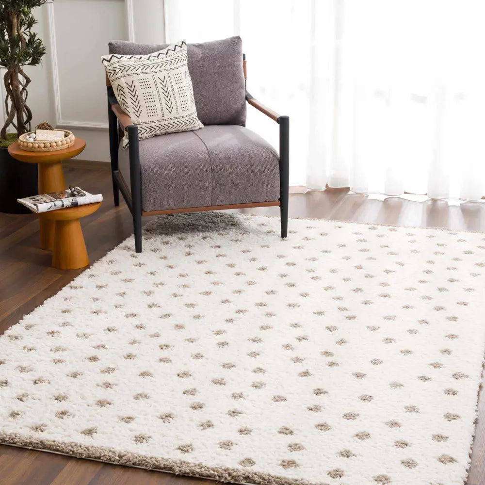 Chaia Dotted Cream & Brown Plush Rug - Boutique Rugs