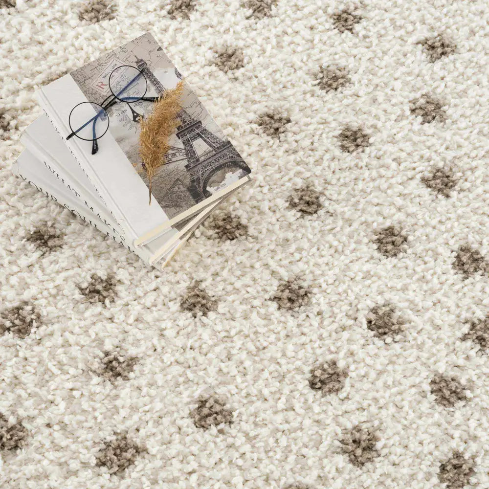 Chaia Dotted Cream & Brown Plush Rug - Boutique Rugs