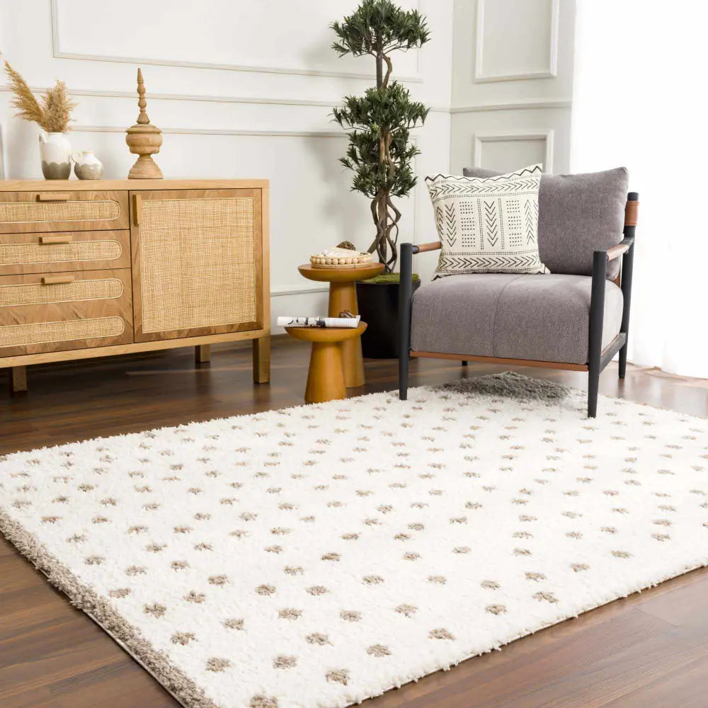 Chaia Dotted Cream & Brown Plush Rug - Boutique Rugs