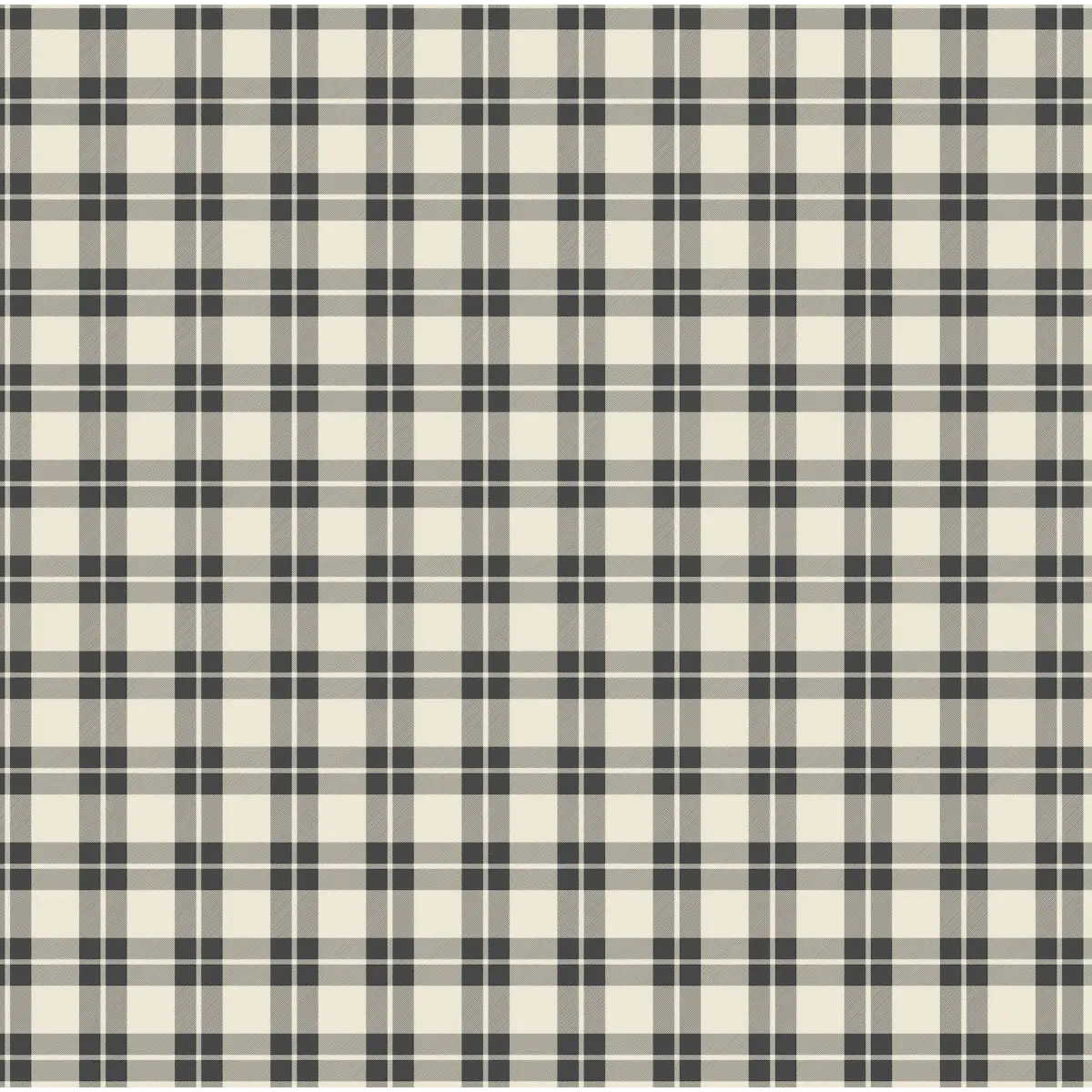 Channing Wallpaper - Classic Country Plaid - by WabiSabi Pattern Studio - Sample 1 foot by 1 foot / Black - Loomwell