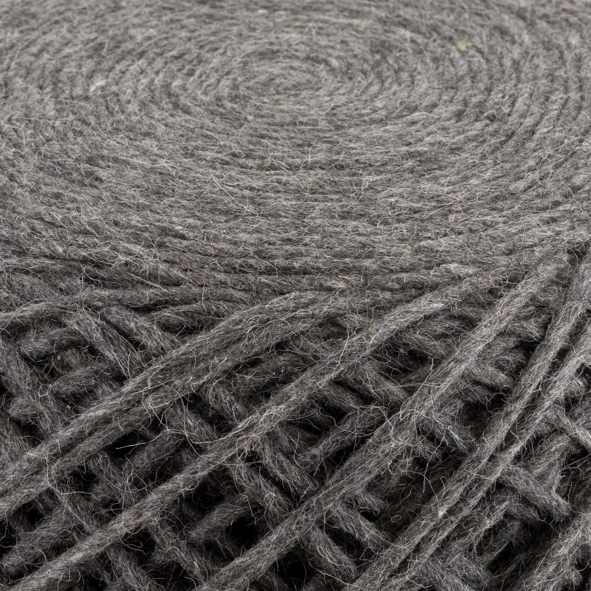 Charcoal Yarn Ball Wool Pouf - 16’’ x 16’’ x 18’’ Cylinder - Boutique Rugs