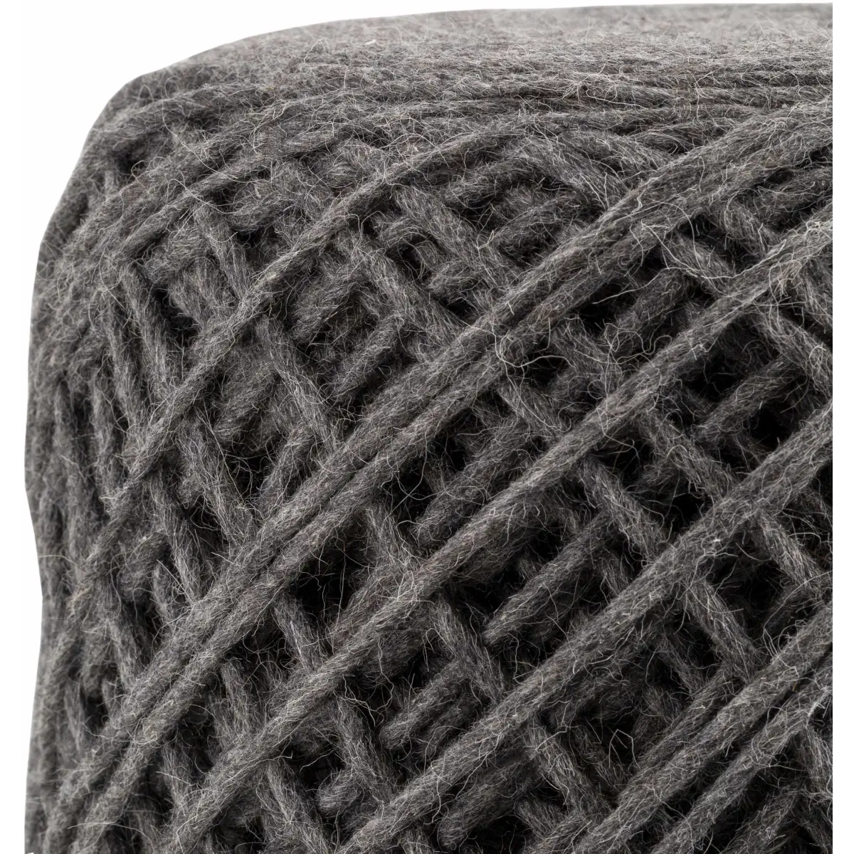 Charcoal Yarn Ball Wool Pouf - 16’’ x 16’’ x 18’’ Cylinder - Boutique Rugs