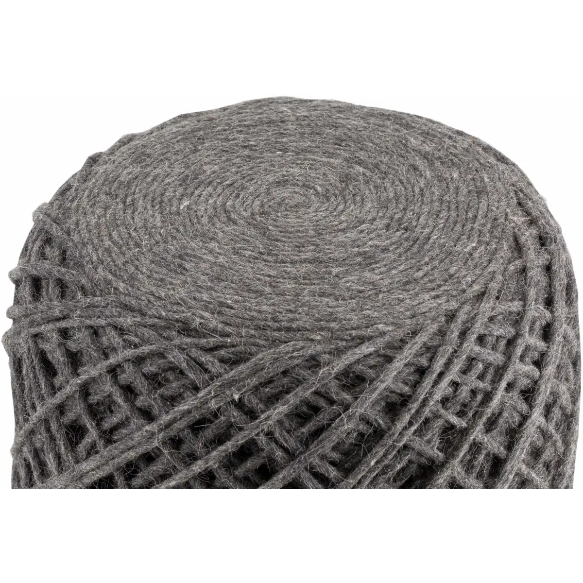 Charcoal Yarn Ball Wool Pouf - 16’’ x 16’’ x 18’’ Cylinder - Boutique Rugs