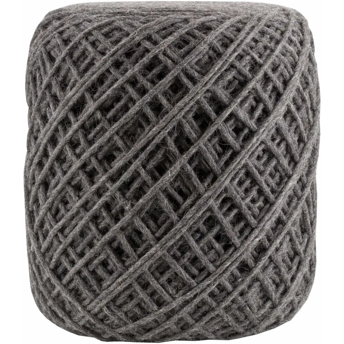 Charcoal Yarn Ball Wool Pouf - 16’’ x 16’’ x 18’’ Cylinder - Boutique Rugs