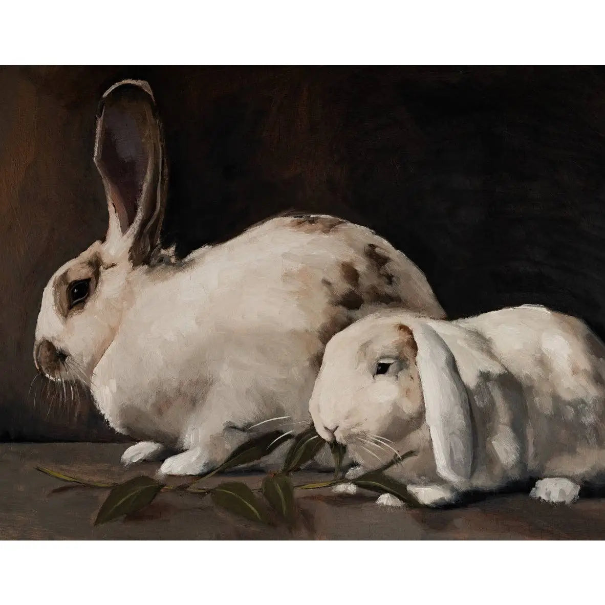 Art Print - Charlie and Fljortie 2 Rabbits Painting - 5x7 - Miss Mustard Seed