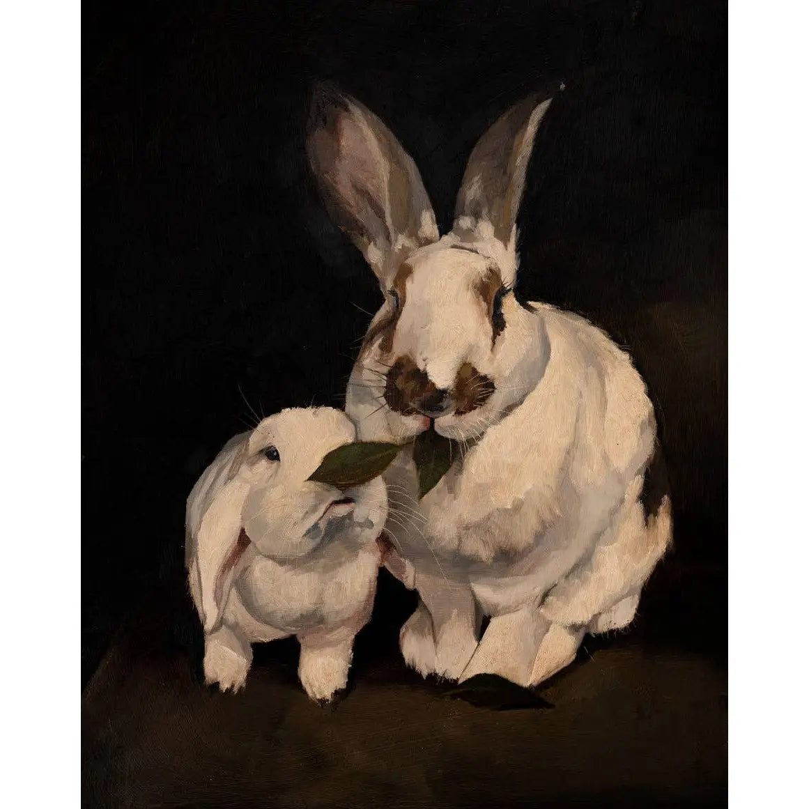 Art Print - Charlie and Fljortie 1 Rabbits Painting - 5x7 - Miss Mustard Seed