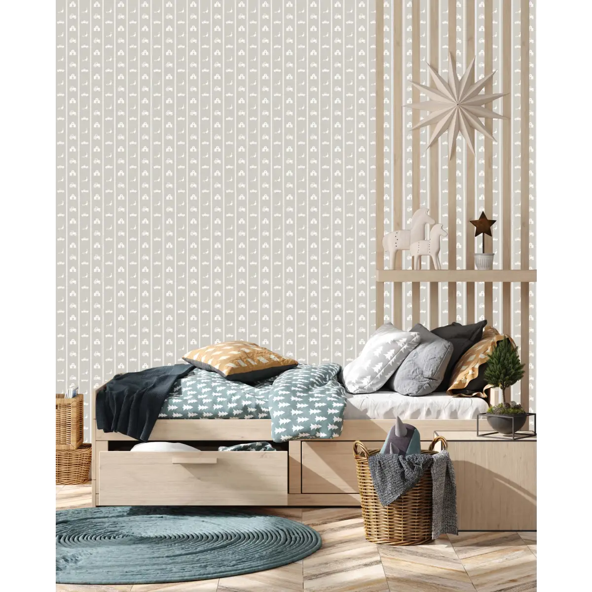 Charlie Wallpaper - Petite Farm Stripe for Baby - by Lauren Blair Hersey - Sample 1 foot by 1 foot / Large Scale