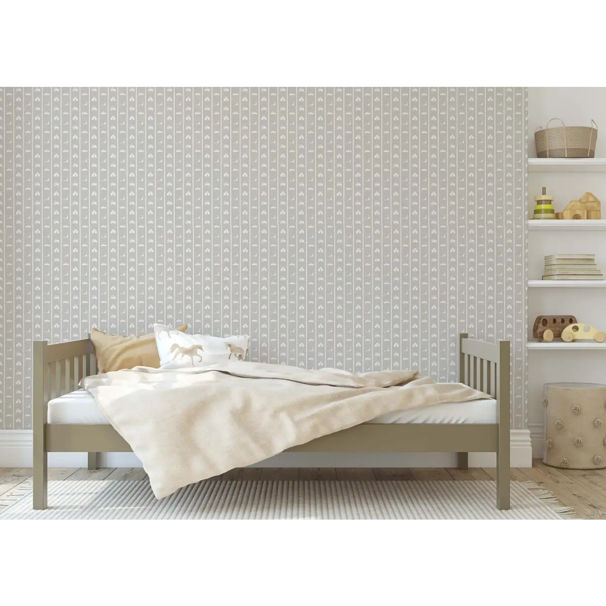 Charlie Wallpaper - Petite Farm Stripe for Baby - by Lauren Blair Hersey - Sample 1 foot by 1 foot / Small Scale