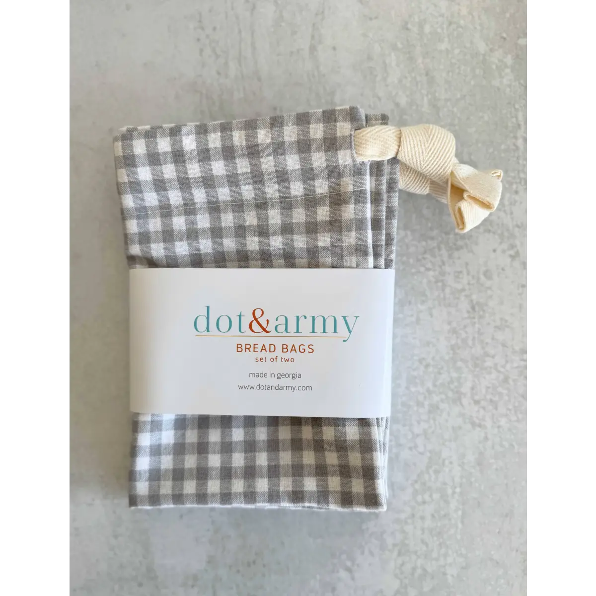 Linen Bread Bags - Silver Check - Set of 2 - Dot and Army