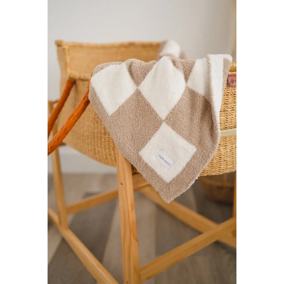 Checker Blanket - Taupe/White - Harp Angel Boutique