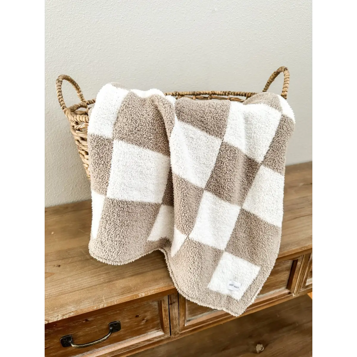 Checker Blanket - Taupe/White - Harp Angel Boutique