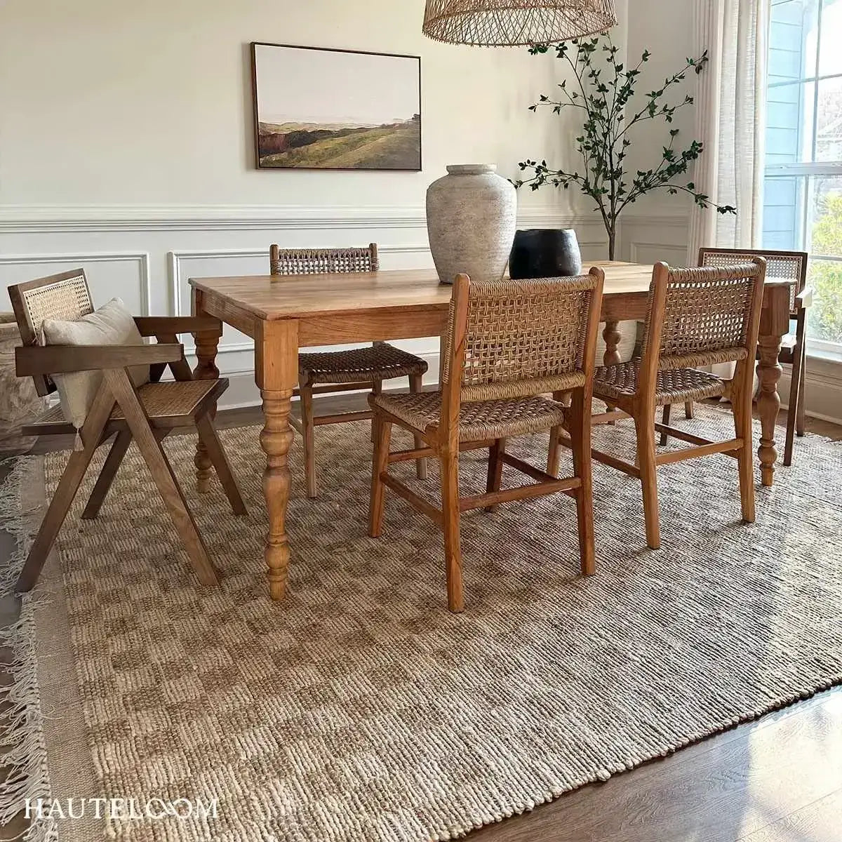Checkered Jute Area Rug - Boutique Rugs