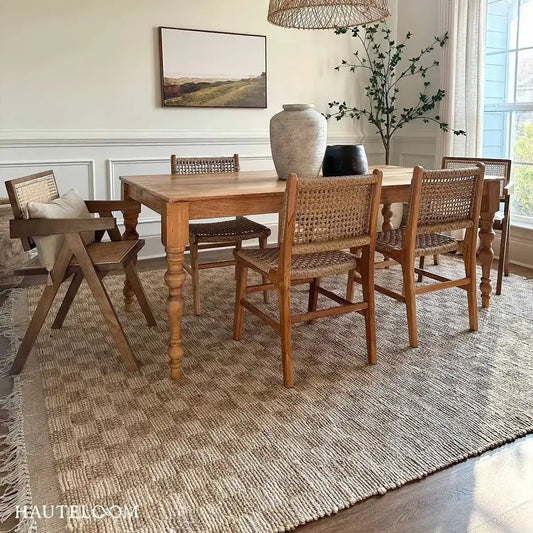 Checkered Jute Area Rug - Boutique Rugs