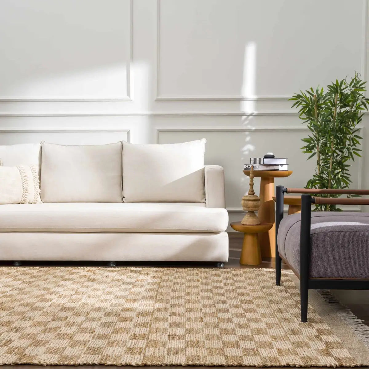 Checkered Jute Area Rug - Boutique Rugs