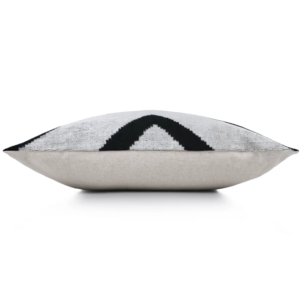 Chevron V Black & White Velvet Pillow – 16x16 Modern Handmade Throw Cushion - Canvello