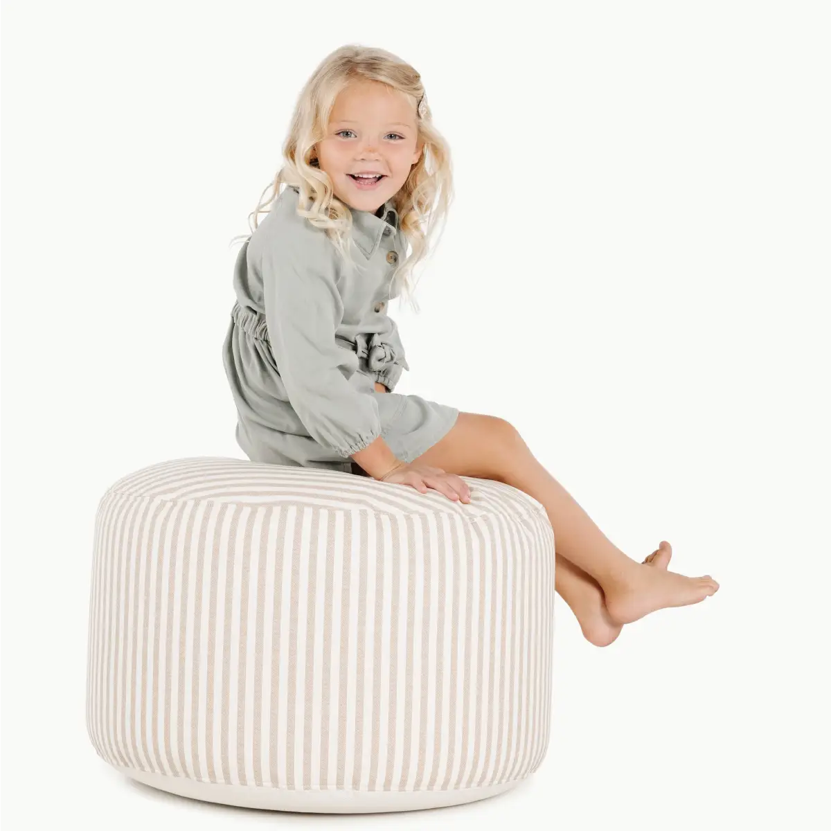 Child’s Play Pouf Ottoman - Cafe Stripe / Circle - Gathre