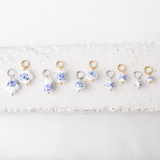 Chinoiserie Bead Charm - Porcelain Toile Ceramic - Bel Kai