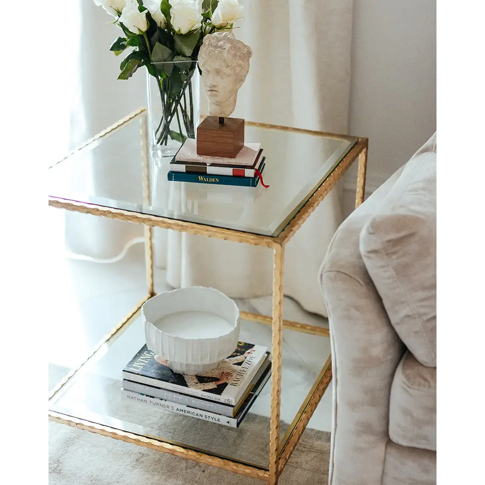 Chloe Gold and Glass End Table - Ave Home