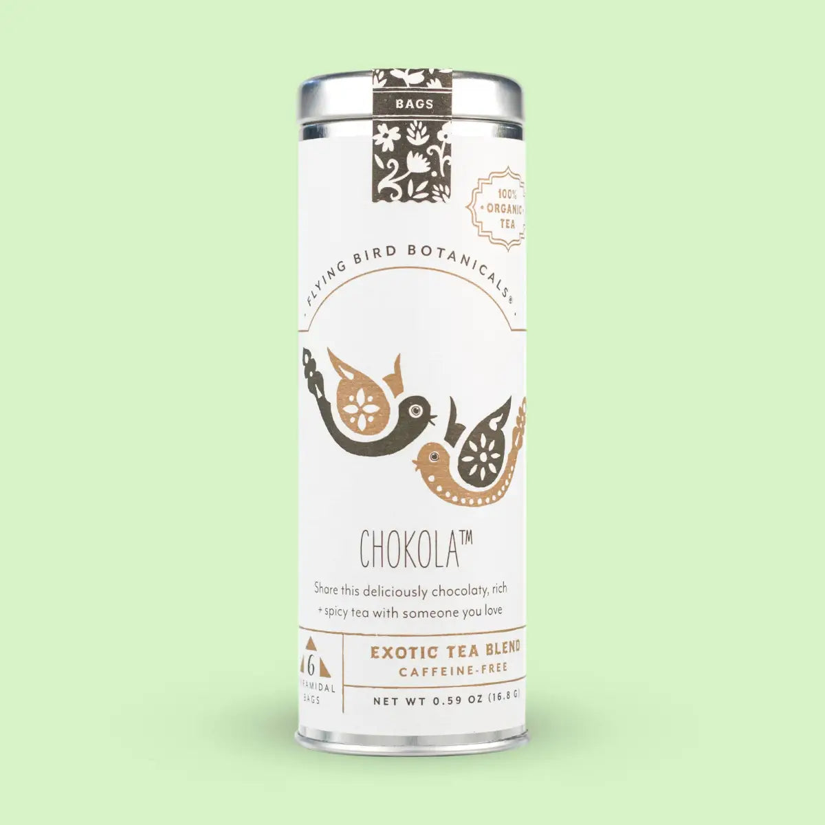 Chokola Chocolate Tea - 6 Tea Bag Tin - Flying Bird Botanicals