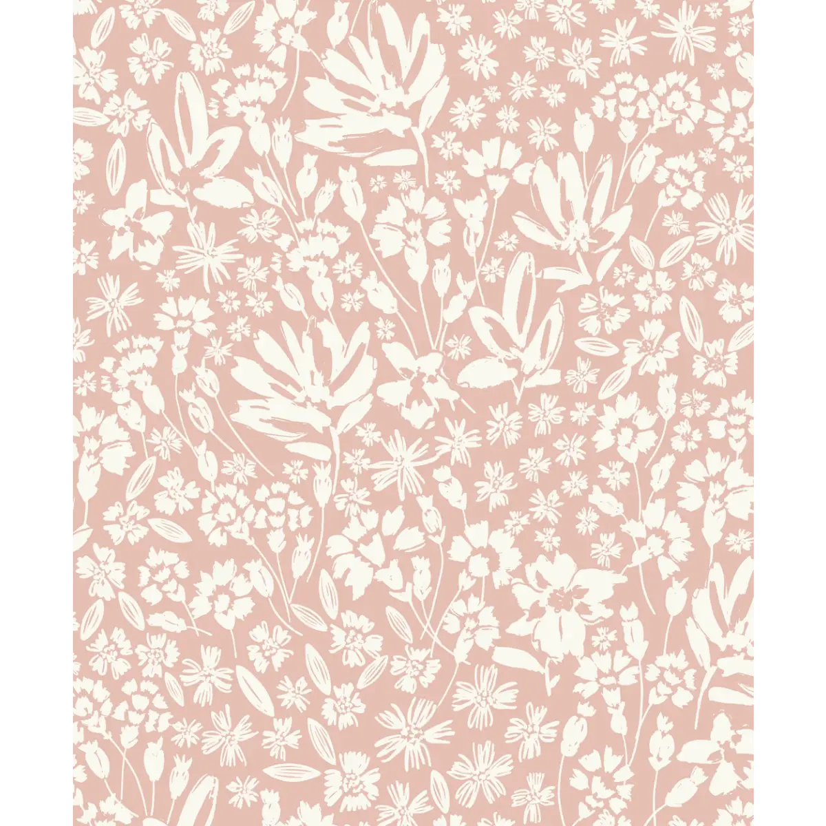 Chrissy Wallpaper - Wildflower Silhouettes - by Hufton Studio - Sample 1 foot by 1 foot / Pink - Loomwell Home Goods